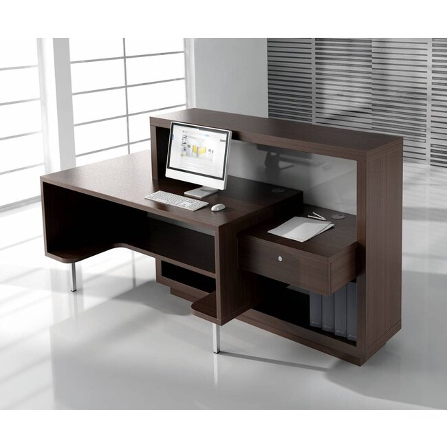 Empfangstheke KUBIK mit Korpus in Wenge und Front in Hochglanz oder Matt Front