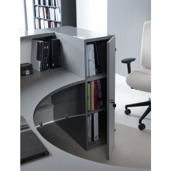 Hochglanz Empfangstheke Vale 293 cm breit, mit Seitenschränken