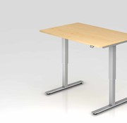 Serie HB Schreibtisch XMST mit Tast-Schalter 120 x 80 cm in Silber