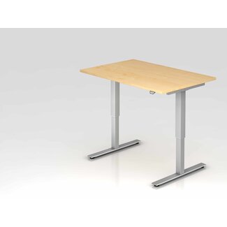 Schreibtisch XMST mit Tast-Schalter 120 x 80 cm in Silber