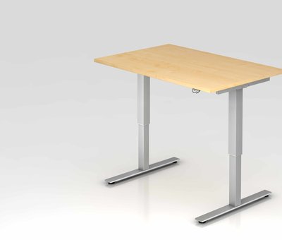 Serie HB Schreibtisch XMST mit Tast-Schalter 120 x 80 cm in Silber und in 7 Farbvarianten