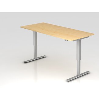 Schreibtisch XMST mit Tast-Schalter 180 x 80 cm in Silber