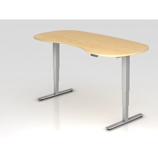 Schreibtisch XDSM Rund mit Memory Schalter 200 x 100 cm in Silber