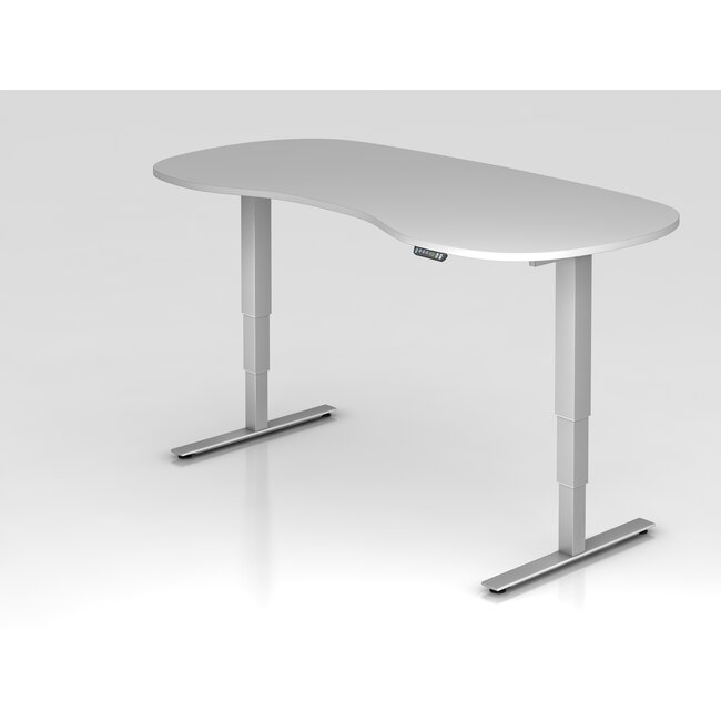 Schreibtisch XDSM Rund mit Memory Schalter 200 x 100 cm in Silber und in 7 Farbvarianten