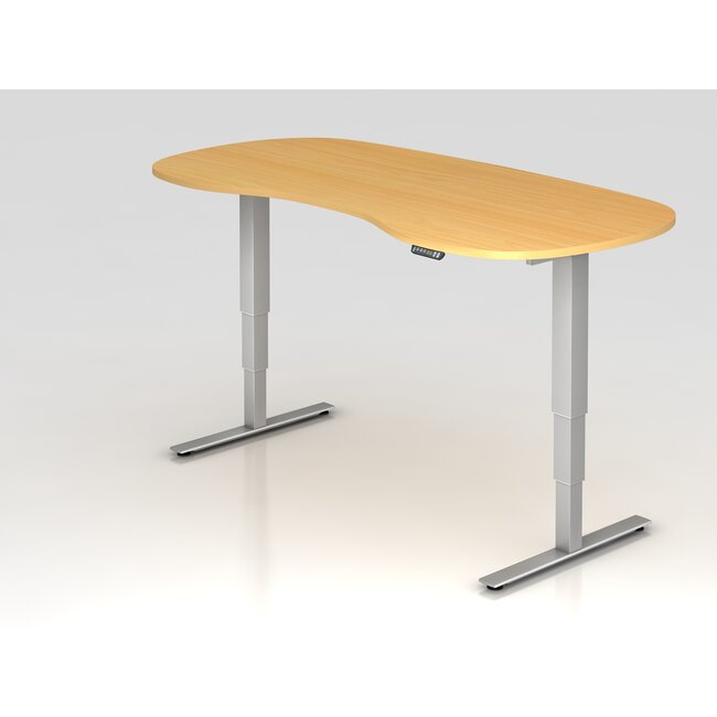 Schreibtisch XDSM Rund mit Memory Schalter 200 x 100 cm in Silber und in 7 Farbvarianten