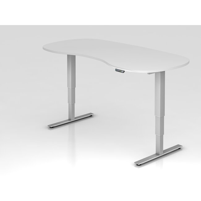 Schreibtisch XDSM Rund mit Memory Schalter 200 x 100 cm in Silber und in 7 Farbvarianten