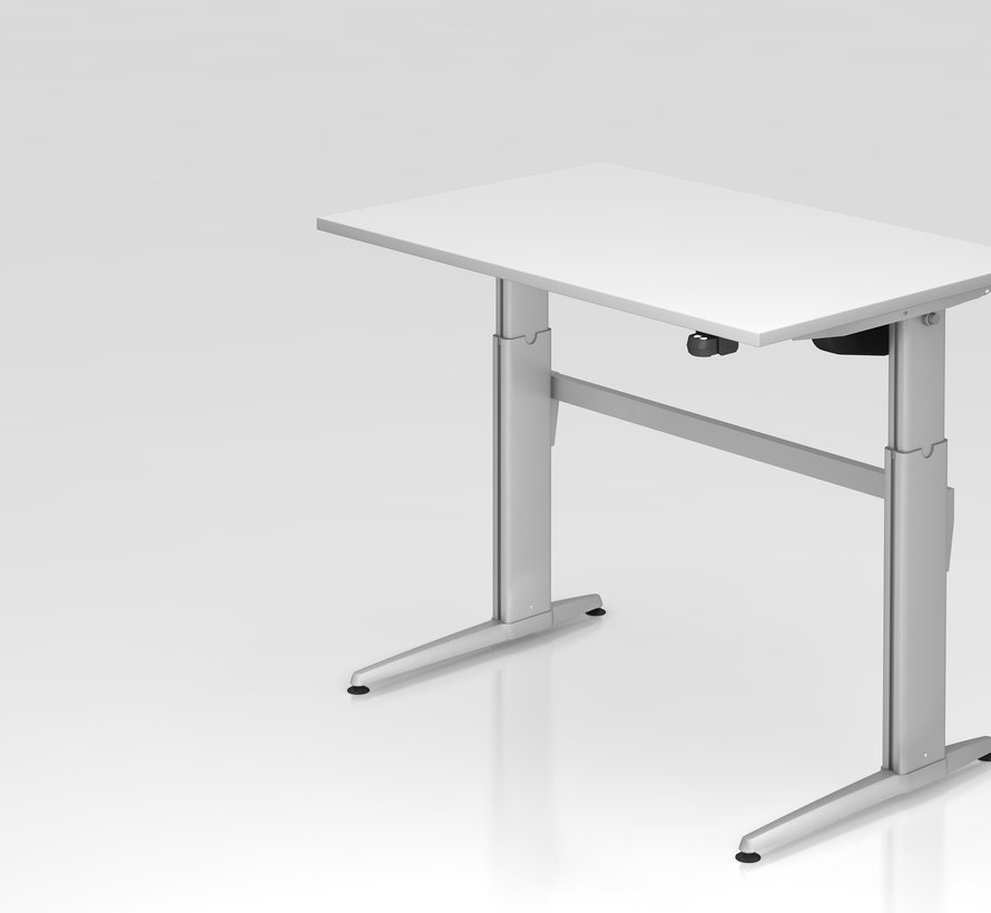 Schreibtisch XE  120 x 80 cm in Silber  mit Elektroantrieb