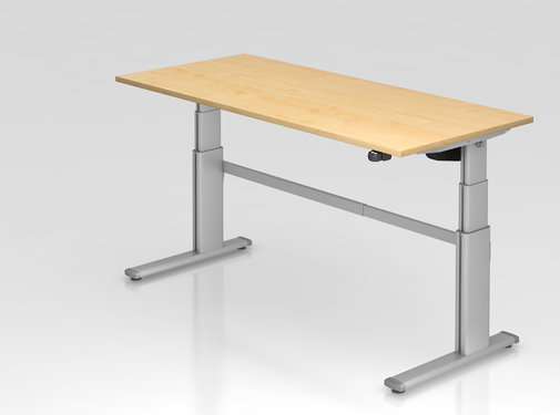 Serie HB Schreibtisch XD 180 x 80 cm in Silber mit Elekroantrieb