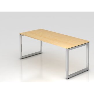 Schreibtisch Q 180 x 80 cm in Silber im Raster höhenverstellbar