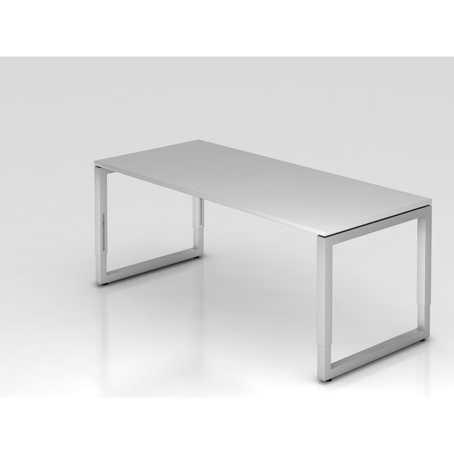 Schreibtisch Q 180 x 80 cm in Silber im Raster höhenverstellbar und in 7 Farbvarianten