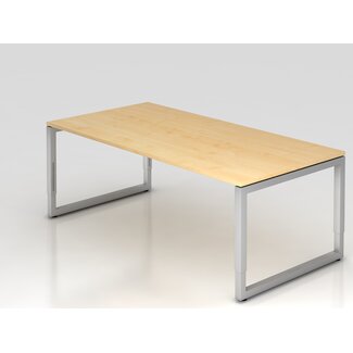 Schreibtisch Q 200 x 100 cm in Silber im Raster höhenverstellbar