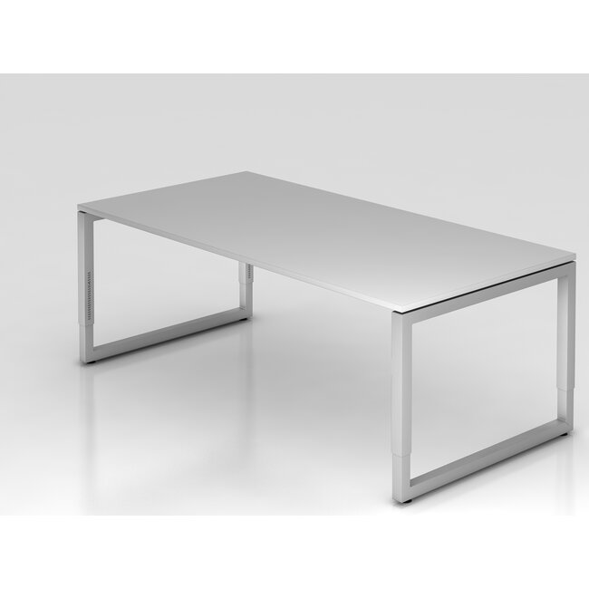 Schreibtisch Q 200 x 100 cm in Silber im Raster höhenverstellbar und in 7 Farbvarianten