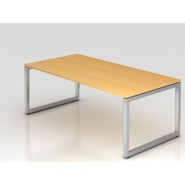 Schreibtisch Q 200 x 100 cm in Silber im Raster höhenverstellbar und in 7 Farbvarianten
