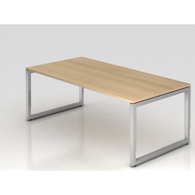 Schreibtisch Q 200 x 100 cm in Silber im Raster höhenverstellbar und in 7 Farbvarianten