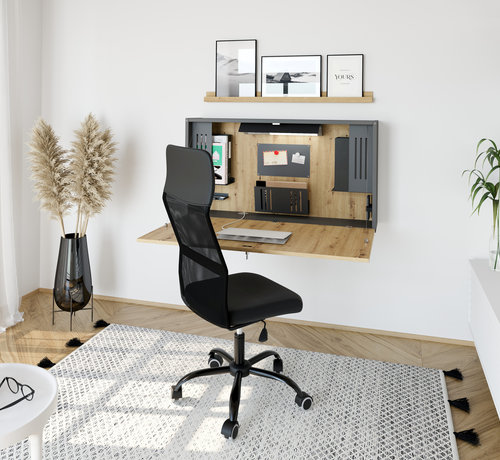 Serie HB Wandschreibtisch als Mini Home Office mit viel Zubehör