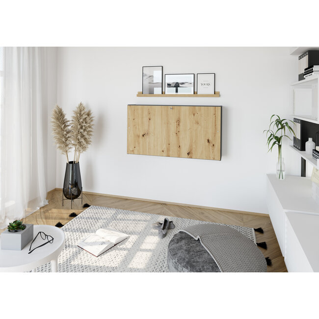 Wandschreibtisch 120 cm breit, klappbar als mini Home Office mit viel Zubehör