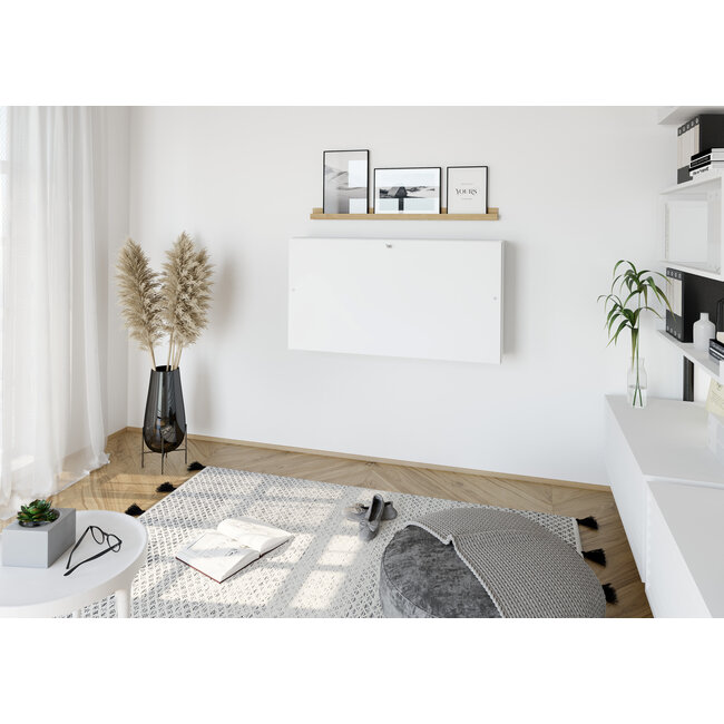 Wandschreibtisch 120 cm breit, klappbar als mini Home Office mit viel Zubehör