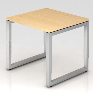 Schreibtisch Q 80 x 80 cm in Silber im Raster höhenverstellbar