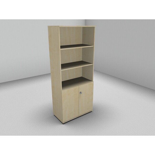 Hochwertiger Drehtürenschrank mit 5 Ordnerhöhen, 80 cm breit mit offenem Regal oben