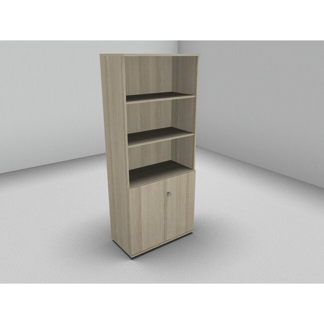 Hochwertiger Drehtürenschrank mit 5 Ordnerhöhen, 80 cm breit mit offenem Regal oben