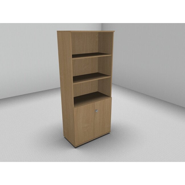 Hochwertiger Drehtürenschrank mit 5 Ordnerhöhen, 80 cm breit mit offenem Regal oben