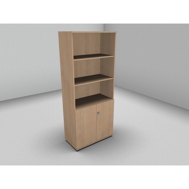 Hochwertiger Drehtürenschrank mit 5 Ordnerhöhen, 80 cm breit mit offenem Regal oben