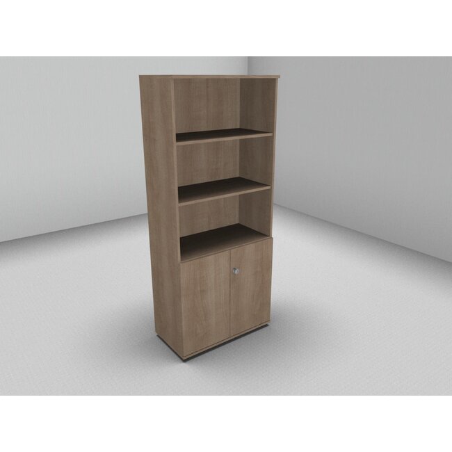 Hochwertiger Drehtürenschrank mit 5 Ordnerhöhen, 80 cm breit mit offenem Regal oben