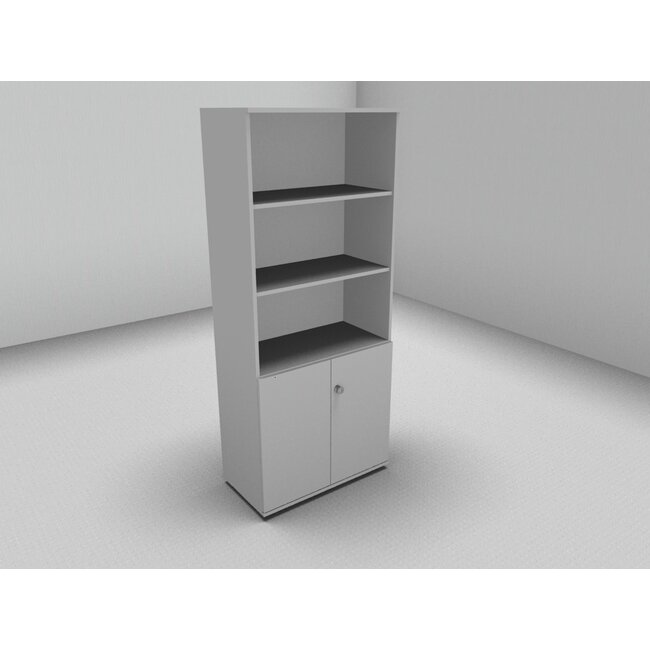 Hochwertiger Drehtürenschrank mit 5 Ordnerhöhen, 80 cm breit mit offenem Regal oben