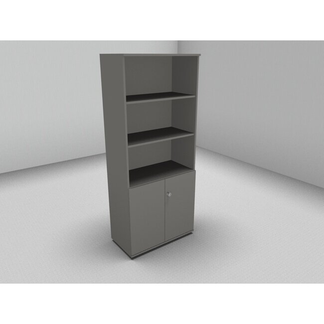 Hochwertiger Drehtürenschrank mit 5 Ordnerhöhen, 80 cm breit mit offenem Regal oben