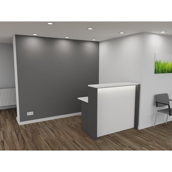 Empfangstheke AS-Basic, weiß-graphit, 120cm breit, konfigurierbar