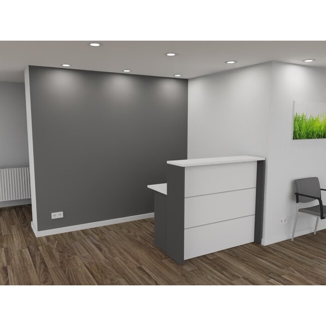 Empfangstheke AS-Basic, weiß-graphit, 120cm breit, konfigurierbar