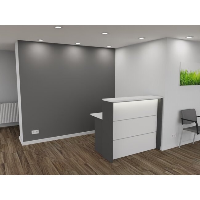Empfangstheke AS-Basic, weiß-graphit, 120cm breit, konfigurierbar