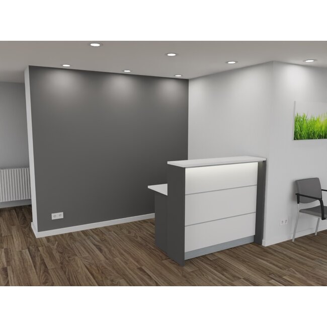 Empfangstheke AS-Basic, weiß-graphit, 120cm breit, konfigurierbar