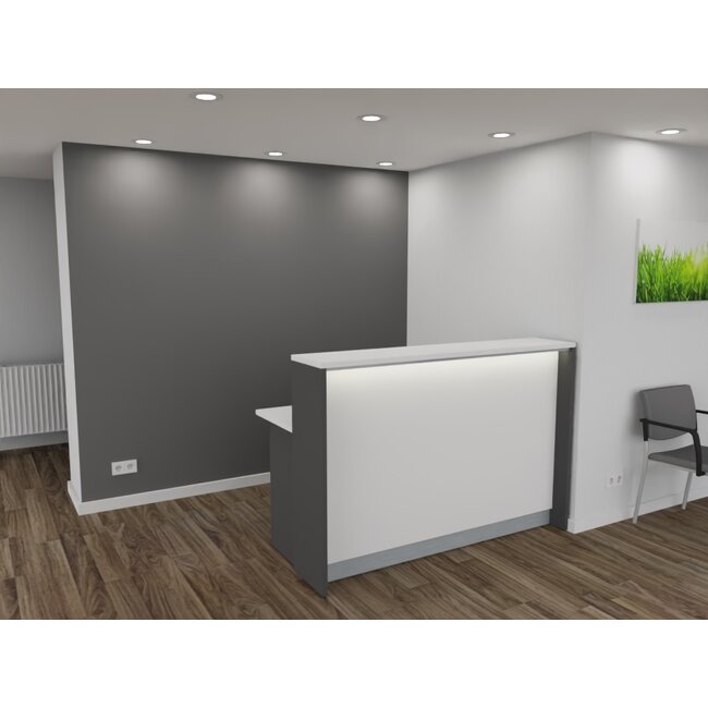 Empfangstheke AS-Basic, weiß-graphit, 160cm breit, konfigurierbar