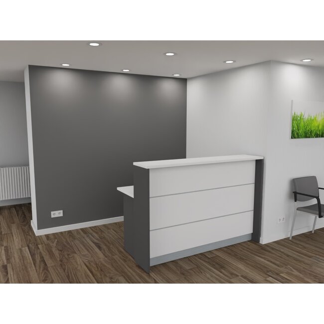 Empfangstheke AS-Basic, weiß-graphit, 160cm breit, konfigurierbar