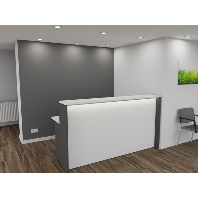 Empfangstheke AS-Basic, weiß-graphit, 200cm breit, konfigurierbar