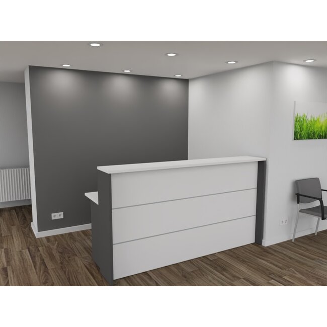 Empfangstheke AS-Basic, weiß-graphit, 200cm breit, konfigurierbar