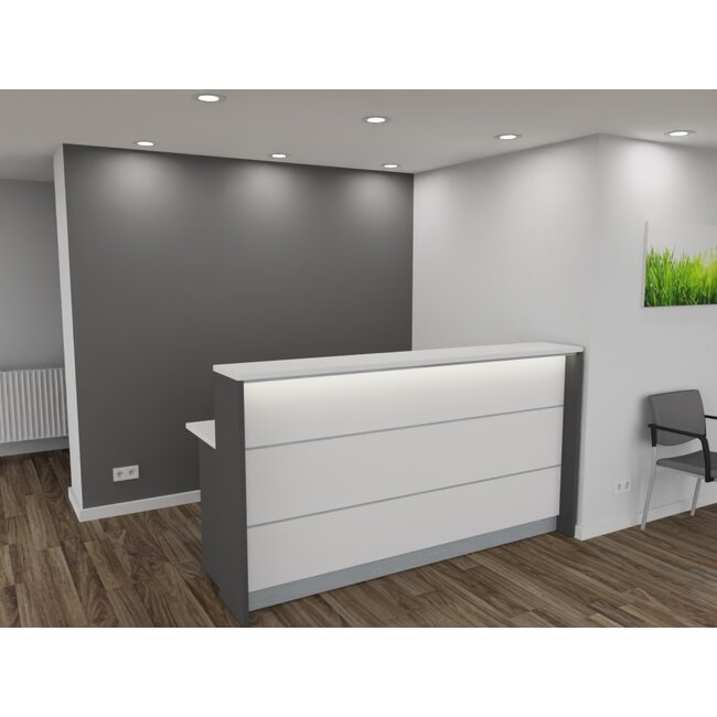 Empfangstheke AS-Basic, weiß-graphit, 200cm breit, konfigurierbar