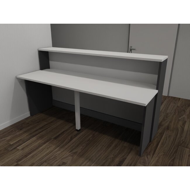 Empfangstheke AS-Basic, weiß-graphit, 200cm breit, konfigurierbar