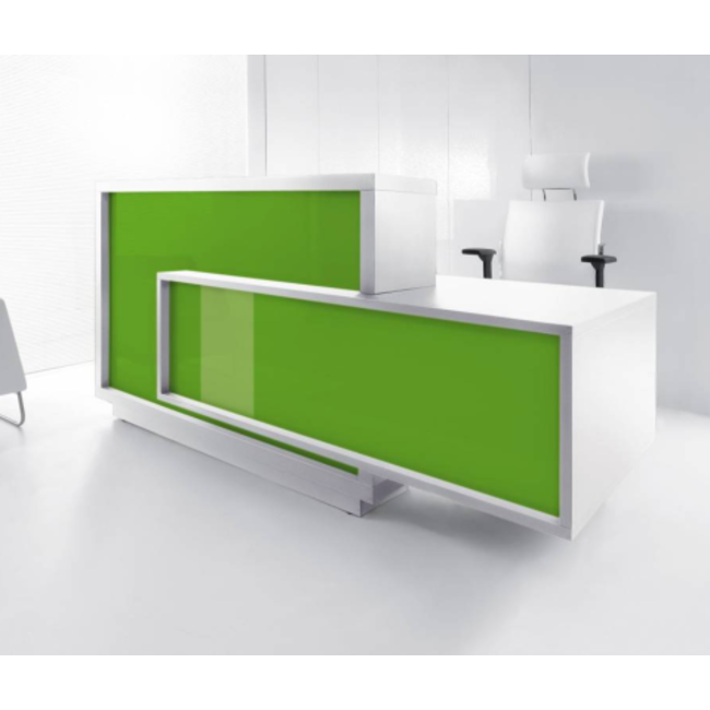 Empfangstheke KUBIK mit Korpus in Weiß und Front in Hochglanz oder Matt