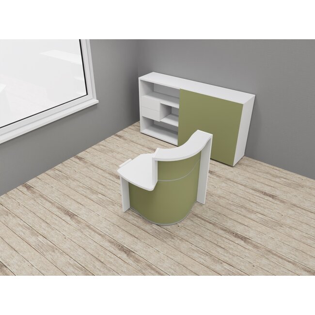 Empfangstheke Ocean, kleine Einzelplatztheke mit flacher Seite rechts