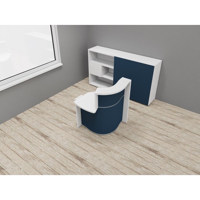 Empfangstheke Ocean, kleine Einzelplatztheke mit flacher Seite rechts