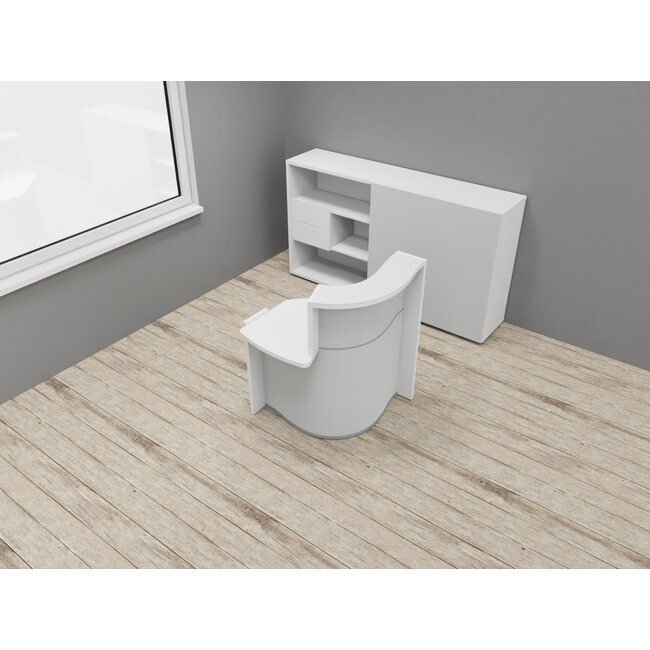 Empfangstheke Ocean, kleine Einzelplatztheke mit flacher Seite rechts