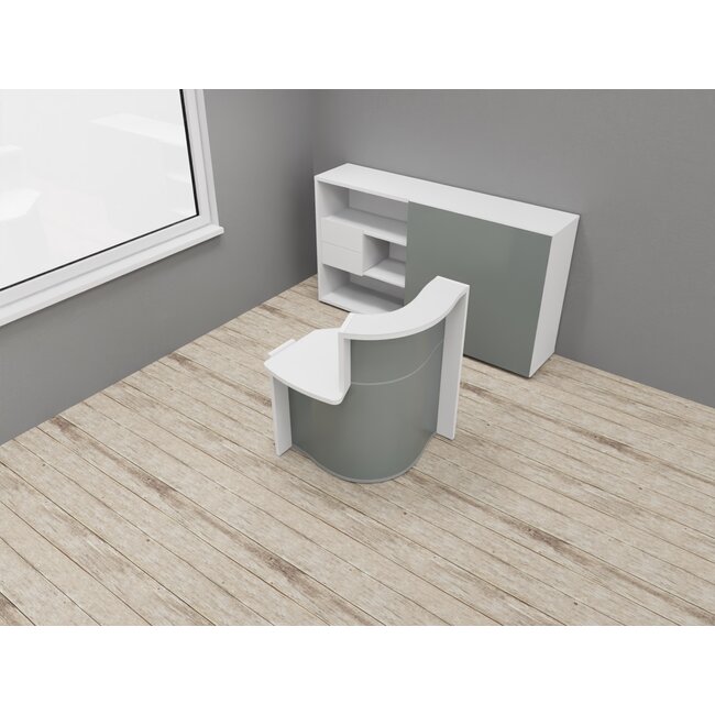 Empfangstheke Ocean, kleine Einzelplatztheke mit flacher Seite rechts