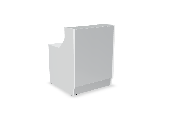 Empfangstheke London 86 cm mit weißer Glasfront – kompakter Anmeldetresen aus Glas