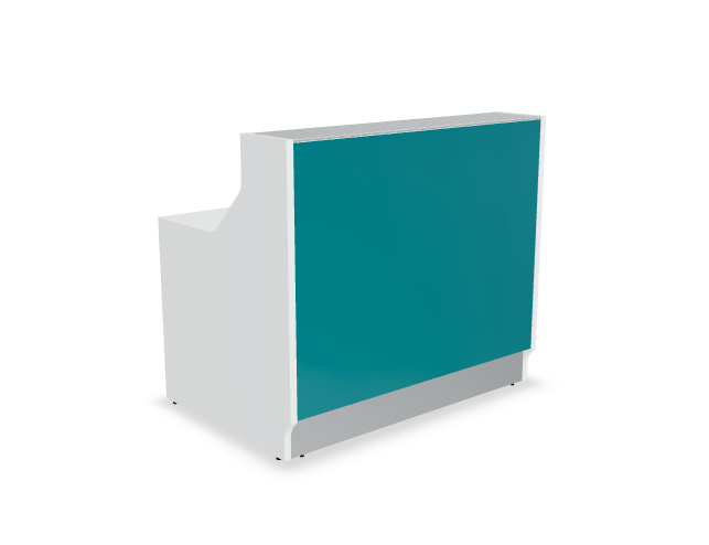 Empfangstheke London 126 cm mit türkiser Glasfront – gerader Empfangstresen aus Glas