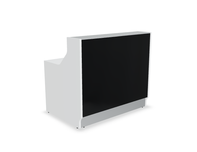 Gerade Empfangstheke London 126 cm mit Glasfront und LED-Beleuchtung für Büro und Praxis