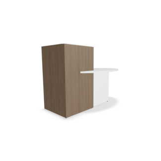 Serie MD Kleine Empfangstheke OVOL, 155 cm breit mit Beraterplatz rechts