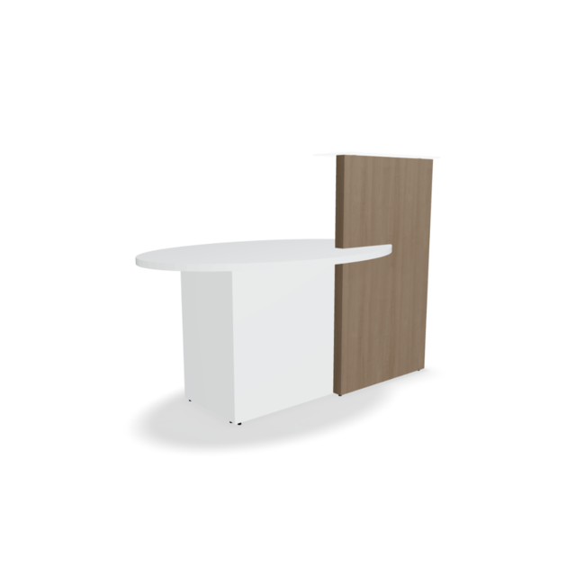 Kleine Empfangstheke OVOL, 155 cm breit mit Beraterplatz links