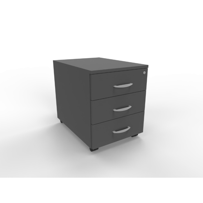 Günstiger Rollcontainer 60 cm tief, abschließbar - 3 Schubladen